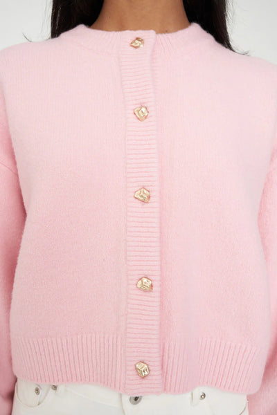HUFFER - ELLE CROP CARDIGAN - PALE ROSE