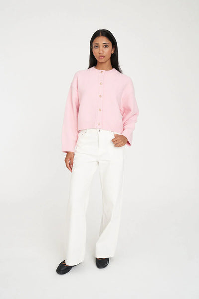 HUFFER - ELLE CROP CARDIGAN - PALE ROSE