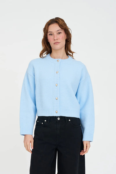 HUFFER - ELLE CROP CARDIGAN - ICEBERG