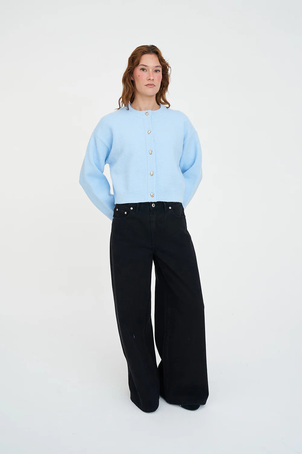 HUFFER - ELLE CROP CARDIGAN - ICEBERG