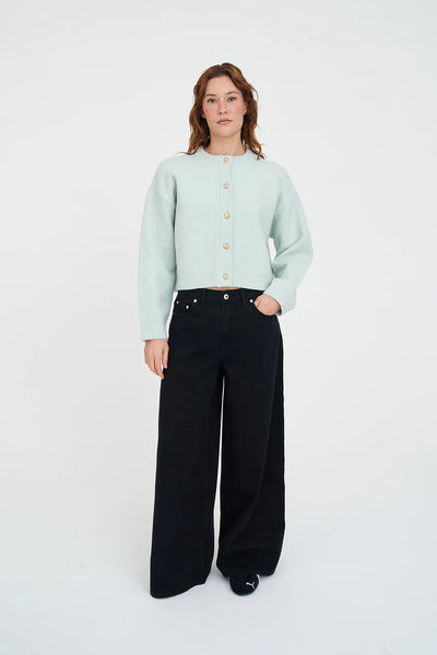 HUFFER - ELLE CROP CARDIGAN - MINT