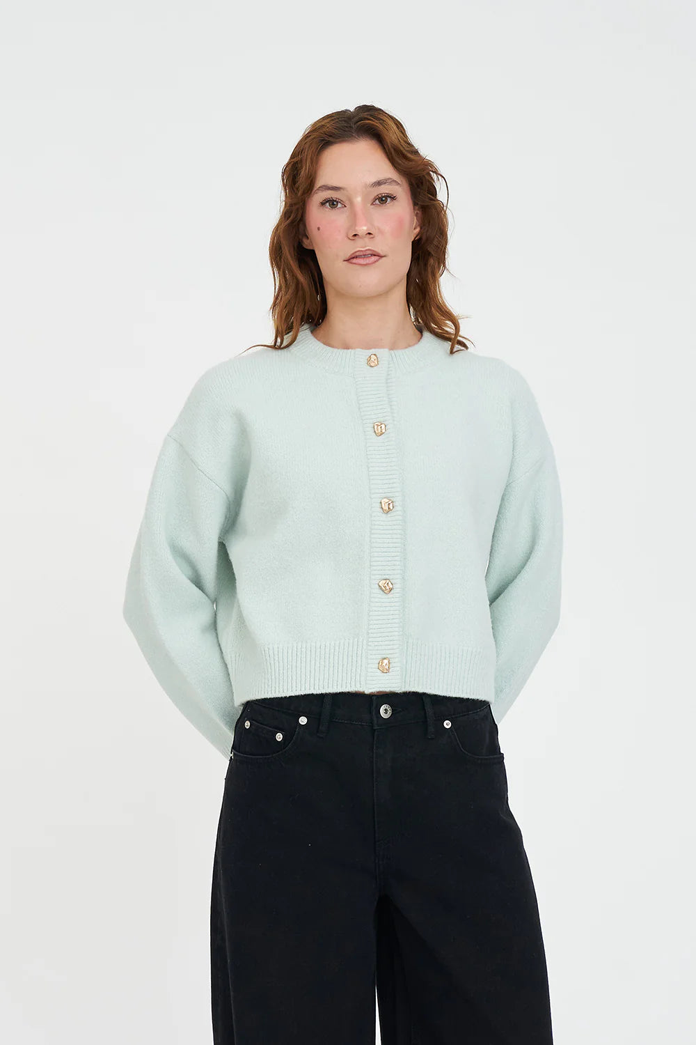 HUFFER - ELLE CROP CARDIGAN - MINT