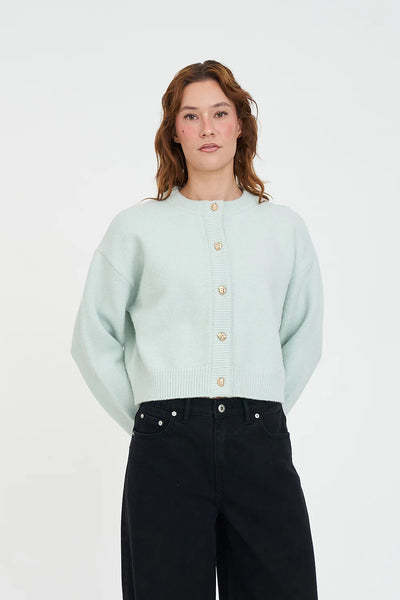 HUFFER - ELLE CROP CARDIGAN - MINT