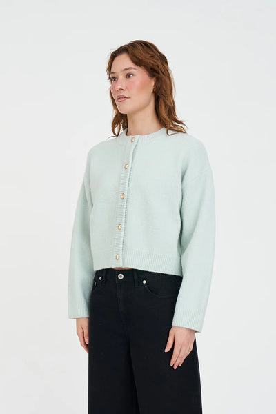 HUFFER - ELLE CROP CARDIGAN - MINT