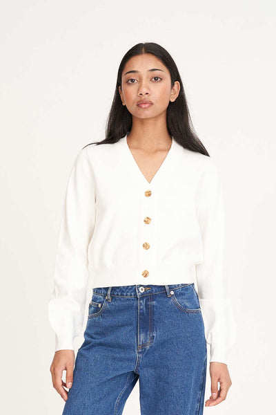 HUFFER - BIBI KNIT CARDIGAN - CHALK
