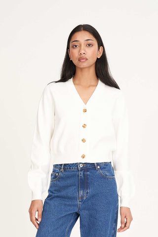 HUFFER - BIBI KNIT CARDIGAN - CHALK