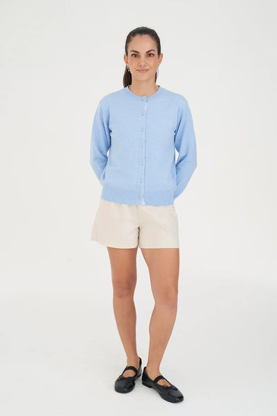HUFFER CLASSIC BUTTON UP CARDIGAN - LIGHT BLUE