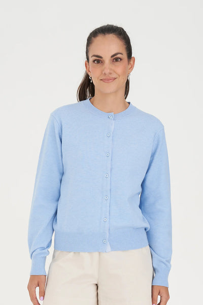 HUFFER CLASSIC BUTTON UP CARDIGAN - LIGHT BLUE