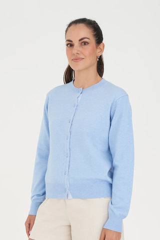 HUFFER CLASSIC BUTTON UP CARDIGAN - LIGHT BLUE