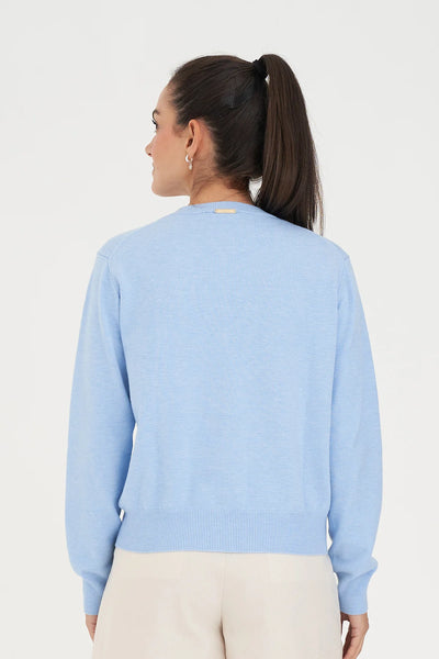 HUFFER CLASSIC BUTTON UP CARDIGAN - LIGHT BLUE