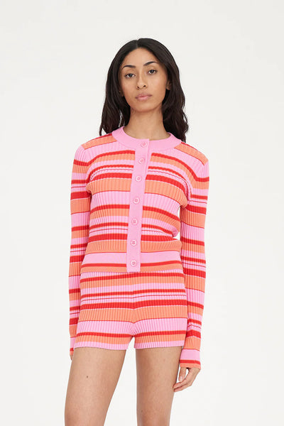 HUFFER - KYRA STRIPE KNIT CARDIGAN - HEATWAVE