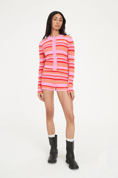 HUFFER - KYRA STRIPE KNIT CARDIGAN - HEATWAVE