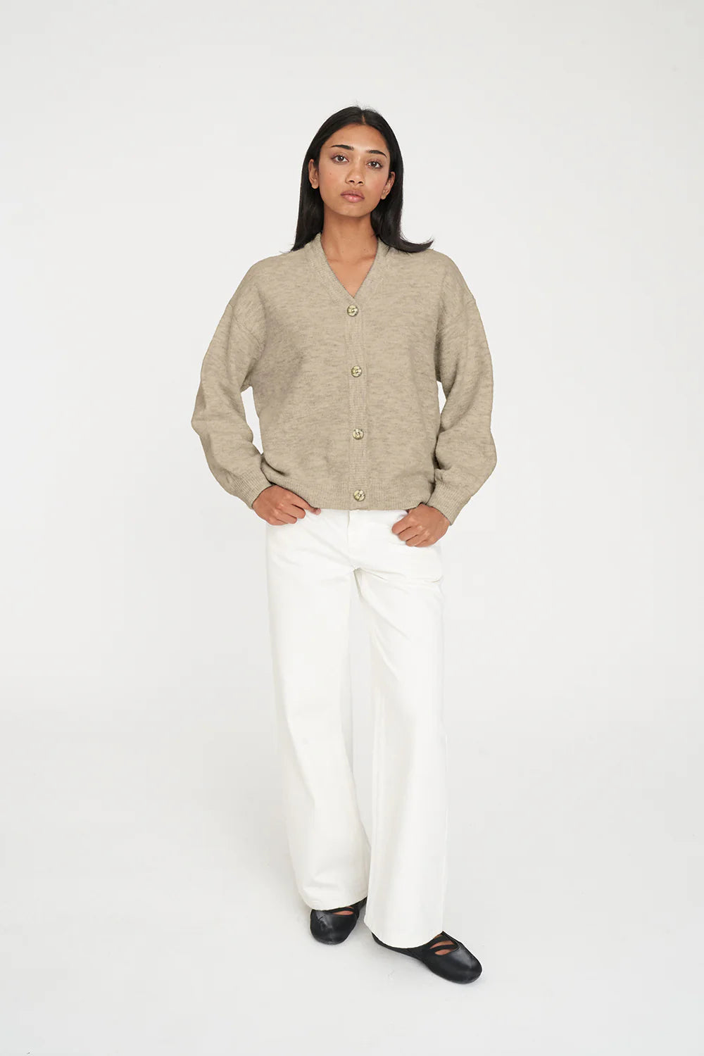 HUFFER - KENDALL CARDIGAN - OAT MARLE