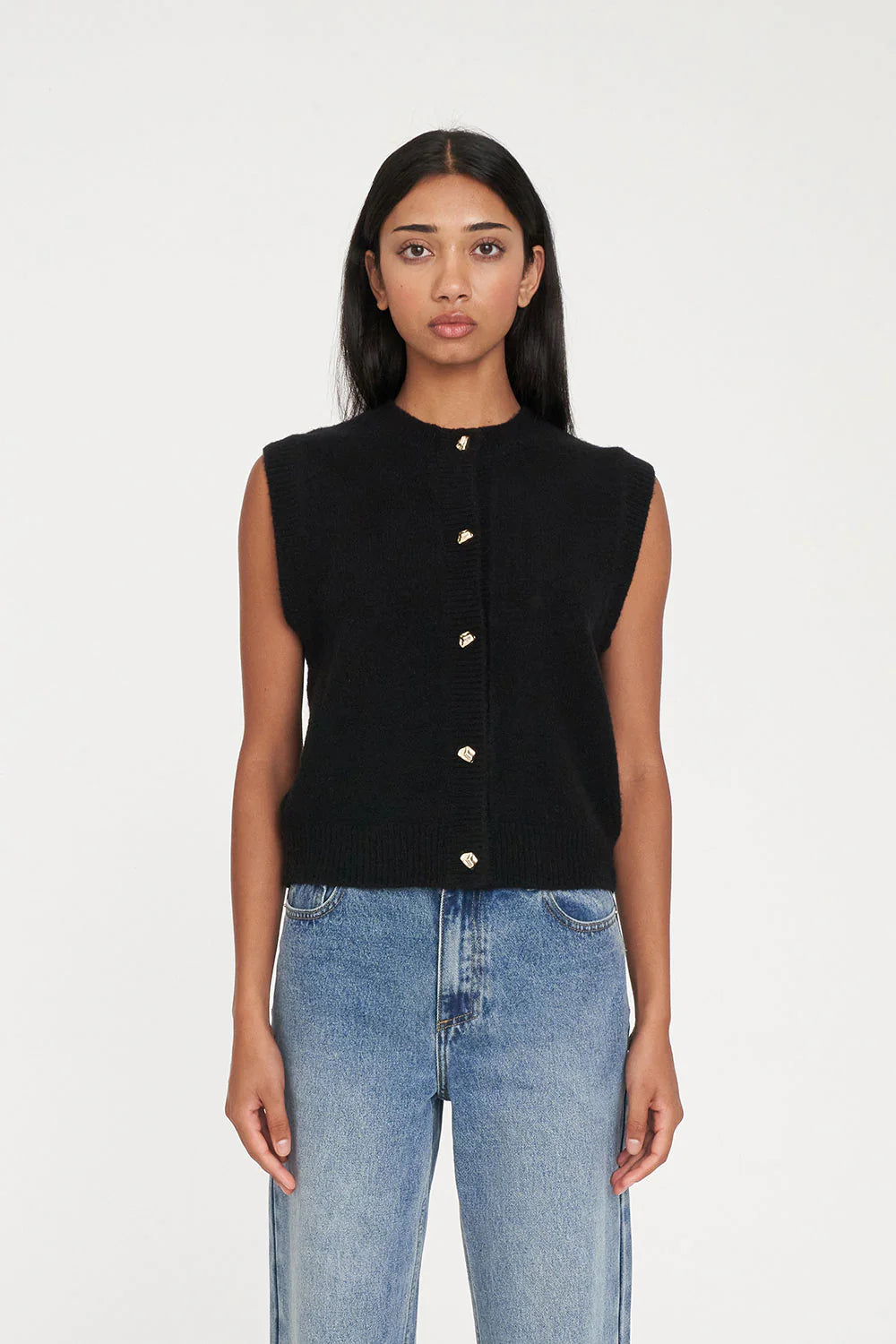 HUFFER - ELLE KNIT VEST  - BLACK