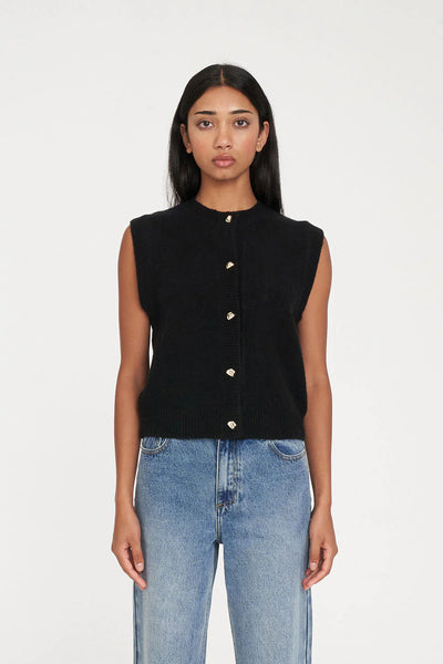 HUFFER - ELLE KNIT VEST  - BLACK
