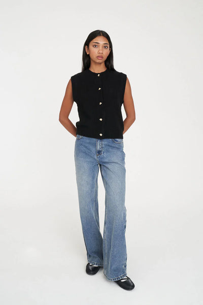 HUFFER - ELLE KNIT VEST  - BLACK