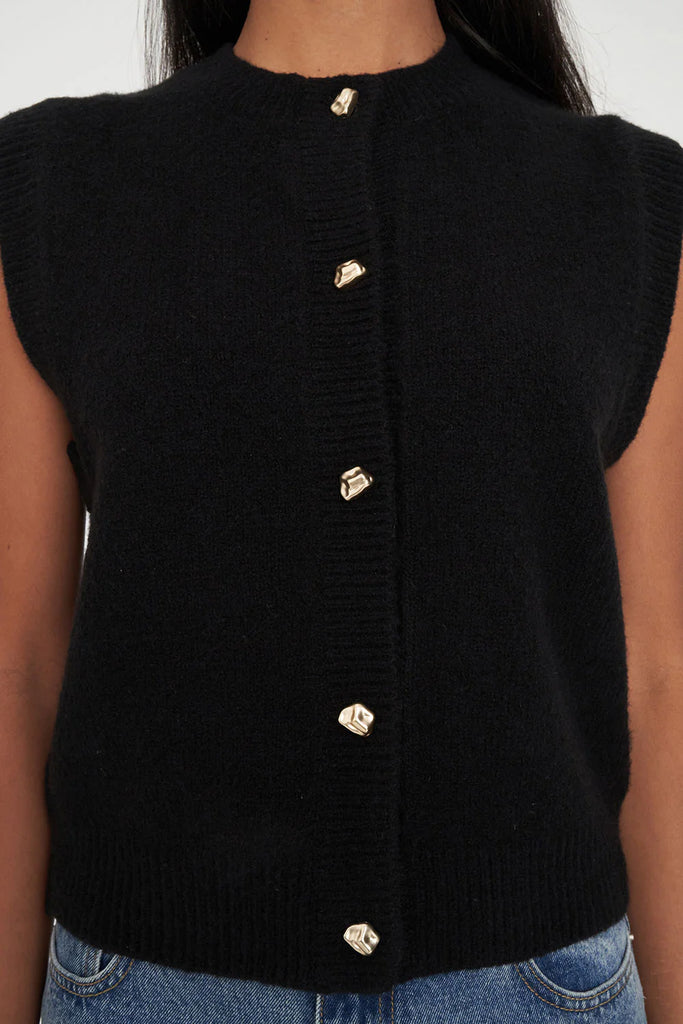 HUFFER - ELLE KNIT VEST  - BLACK