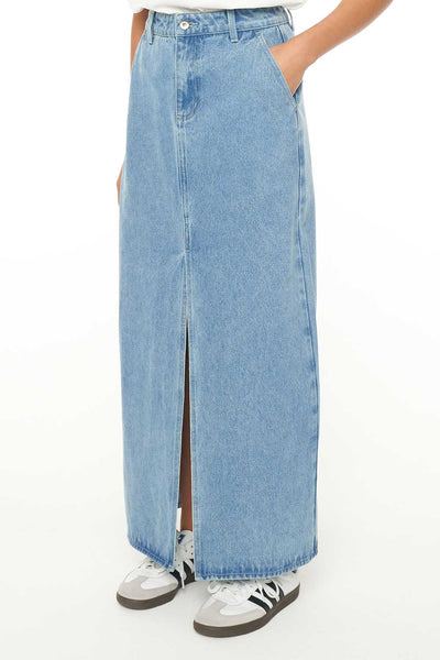 HUFFER - DENIM RIDER MAXI SKIRT - LIGHT WASH