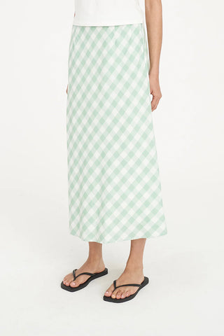 HUFFER - CELINE LILA MIDI SKIRT- MATCHA/CHALK
