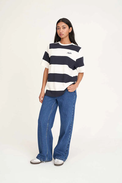 HUFFER - BENSON RELAX TEE - NAVY/CHALK