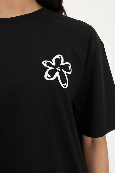 HUFFER - RELAX TEE 220/DAISY CHAIN - BLACK