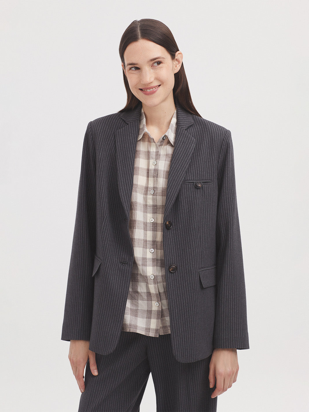 NICE THINGS - BLAZER - GREY PINSTRIPE
