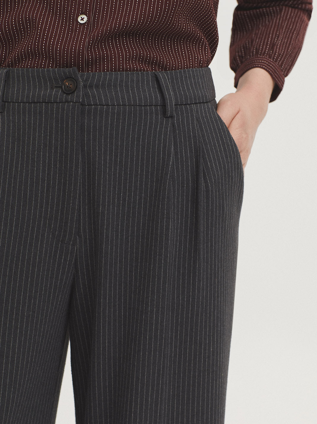 NICE THINGS - TROUSER - GREY PINSTRIPE