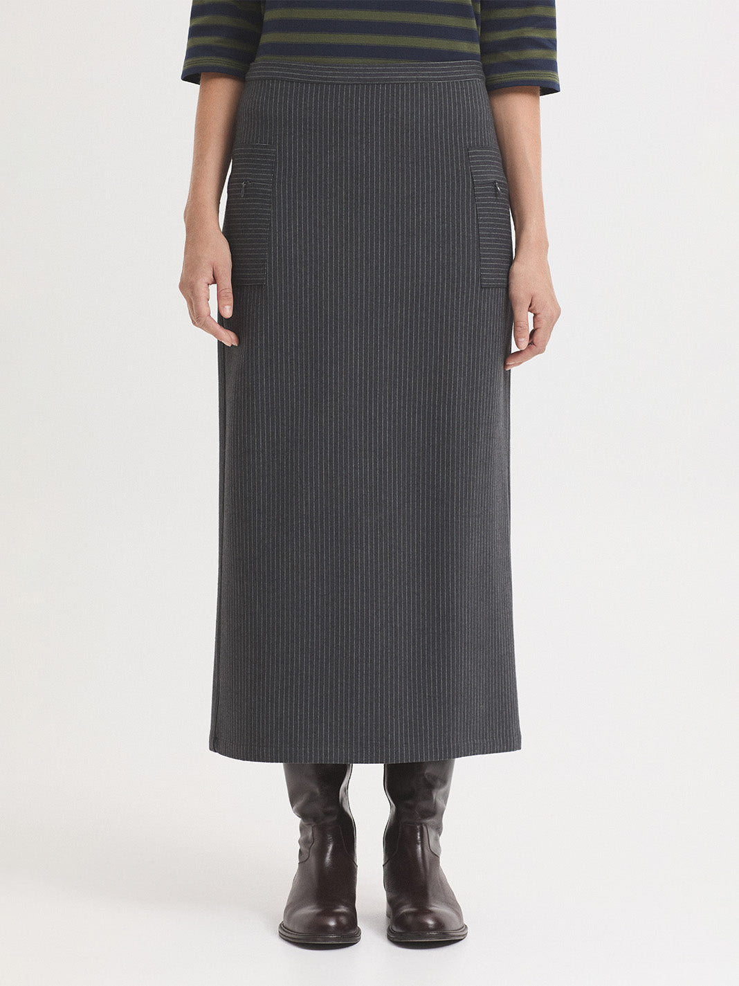 NICE THINGS - SKIRT - GREY PINSTRIPE