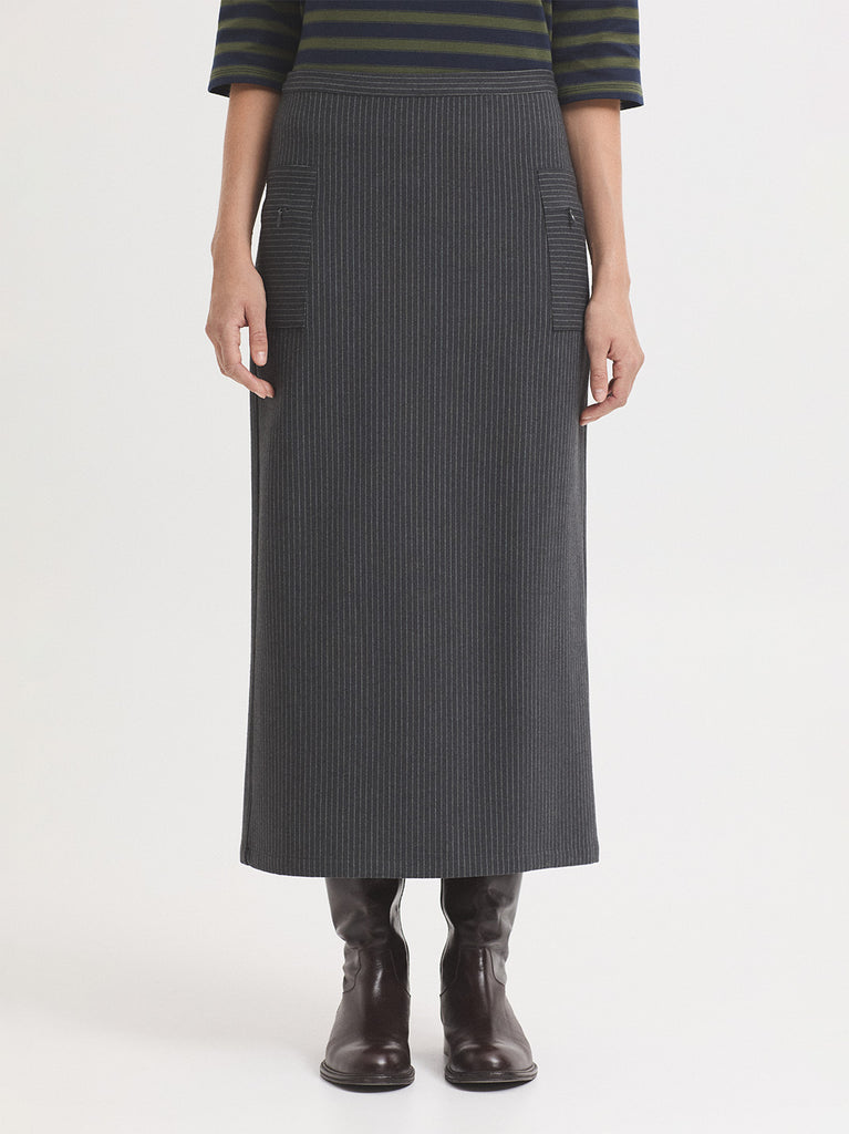 NICE THINGS - SKIRT - GREY PINSTRIPE