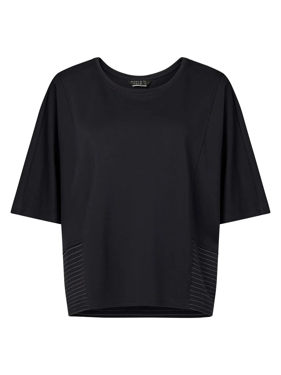 MARCO POLO - SPLICED PINSTRIPE TOP - NAVY