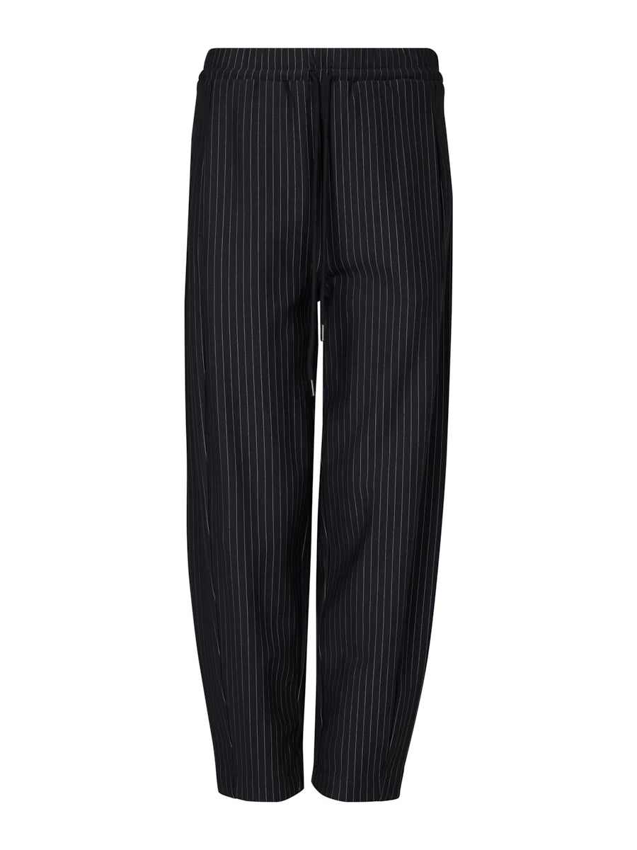 MARCO POLO - PINSTRIPE PONTE BARREL LEG PANT  - NAVY PINSTRIPE