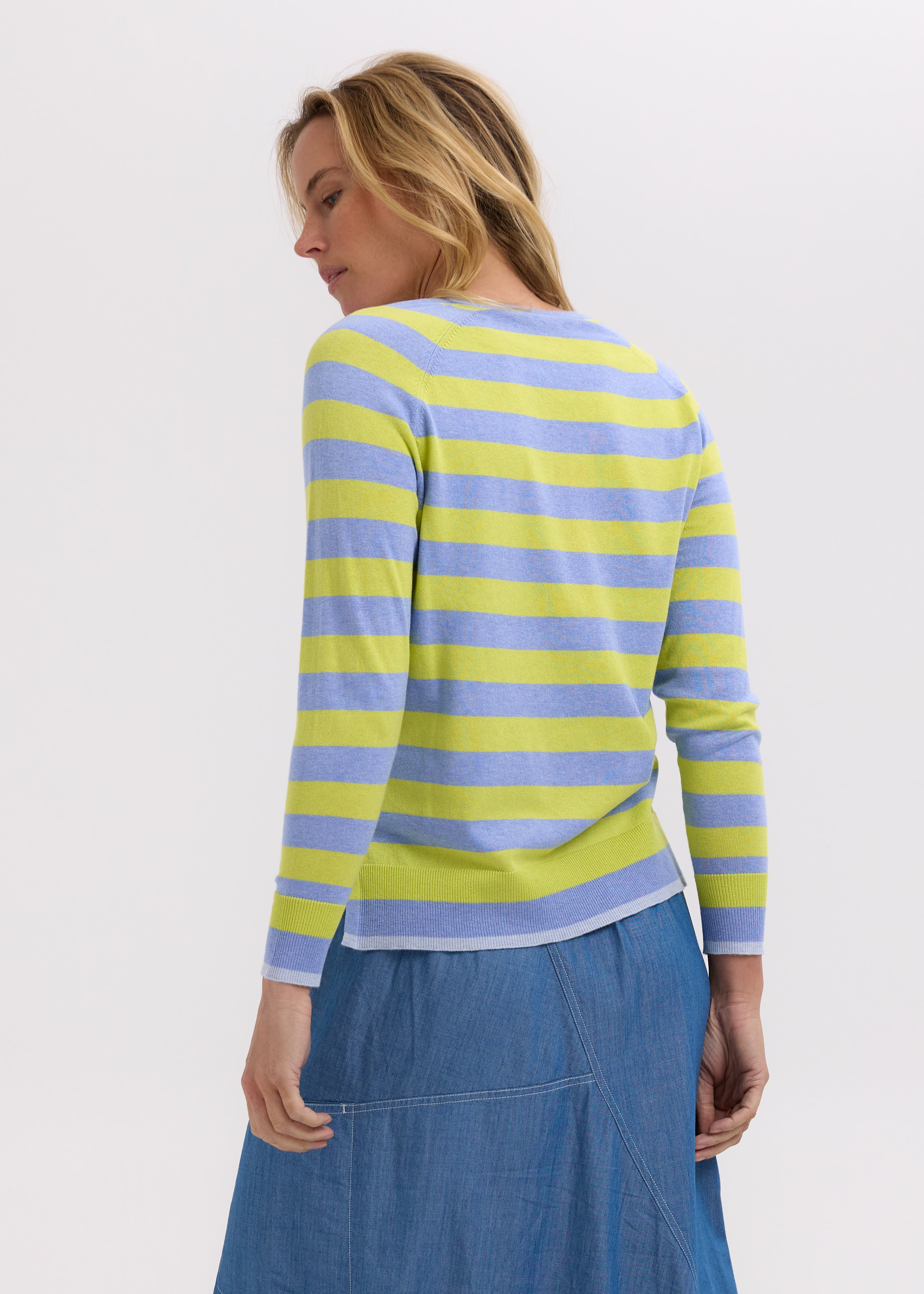 ZAKET & PLOVER - ESSENTIAL STRIPE V JUMPER - BLUEBERRY