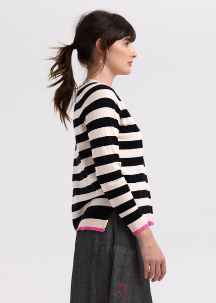 ZAKET & PLOVER - ESSENTIAL STRIPE V JUMPER - SHELL