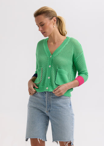 ZAKET & PLOVER - HOLEY CARDI - APPLE