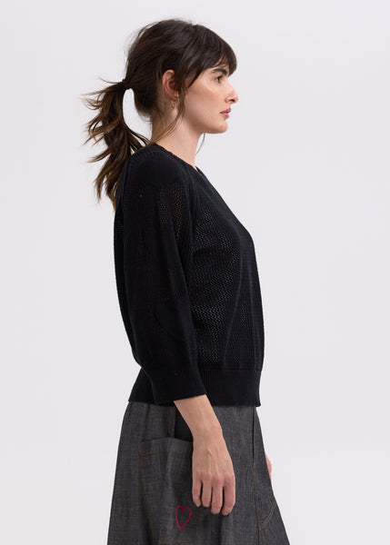 ZAKET & PLOVER - HEARTS ON MY SLEEVE JUMPER  - BLACK