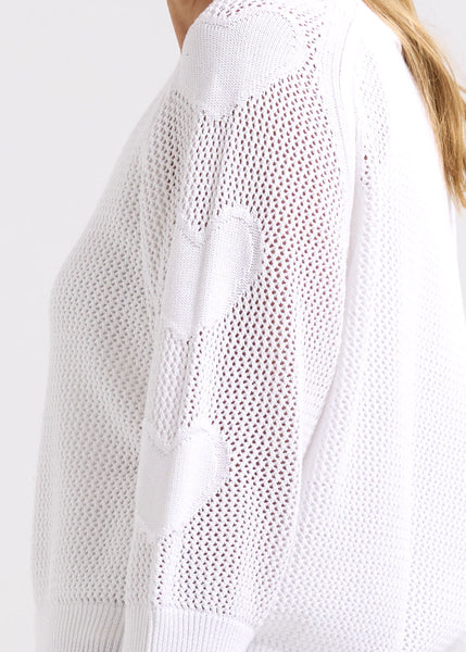 ZAKET & PLOVER - HEARTS ON MY SLEEVE JUMPER  - WHITE