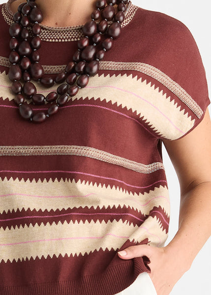 LD & CO ZIG DETAIL TOP - SANGRIA