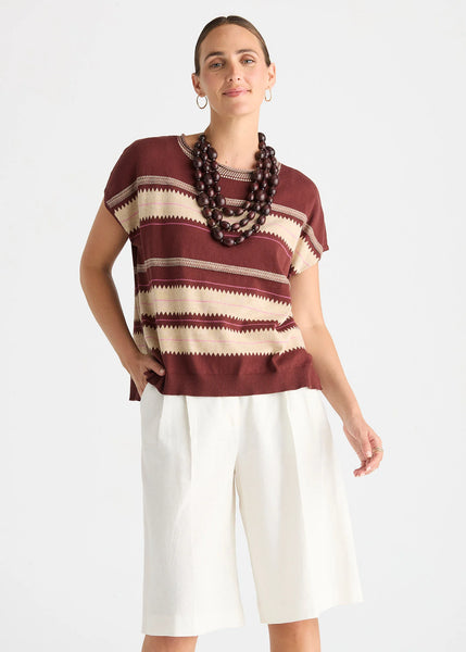 LD & CO ZIG DETAIL TOP - SANGRIA