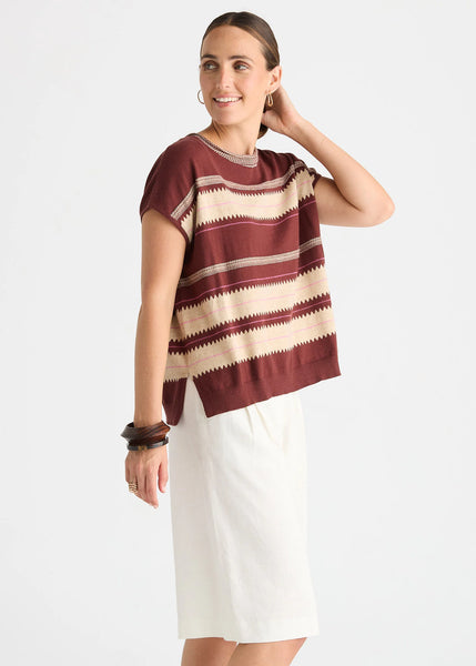 LD & CO ZIG DETAIL TOP - SANGRIA