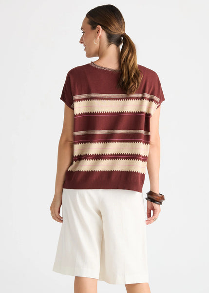 LD & CO ZIG DETAIL TOP - SANGRIA