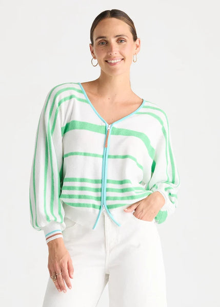 ZAKET & PLOVER - STATEMENT ZIP CARDI - WHITE