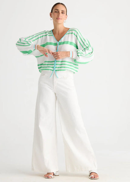 ZAKET & PLOVER - STATEMENT ZIP CARDI - WHITE