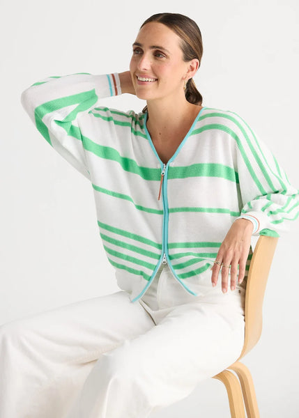 ZAKET & PLOVER - STATEMENT ZIP CARDI - WHITE