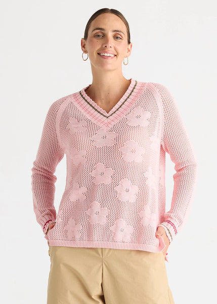 ZAKET & PLOVER - FLORAL POINTELLE VEE - BLUSH