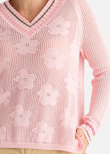 ZAKET & PLOVER - FLORAL POINTELLE VEE - BLUSH