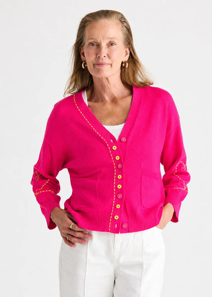 ZAKET & PLOVER - SWEET HEART CARDI - POP PINK