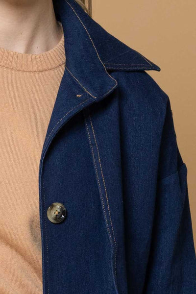 Honey Denim - ZELDA DENIM TRENCH COAT - DARK BLUE