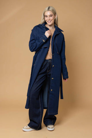 Honey Denim - ZELDA DENIM TRENCH COAT - DARK BLUE