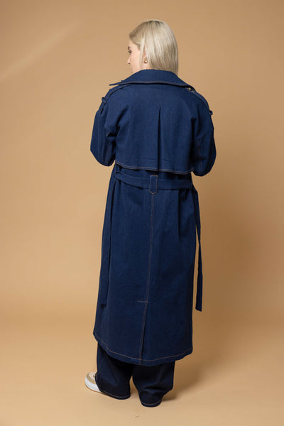 Honey Denim - ZELDA DENIM TRENCH COAT - DARK BLUE