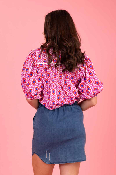 Charlo Zoe Top - Pink Red Print